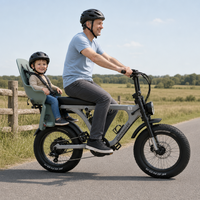 Vélo Électrique Vintage Fat Bike Urbain 7 Vitesses Moteur Brushless 1000W Batterie Lithium 48V Cadre en Alliage d'Aluminium Capteur Siège Bébé