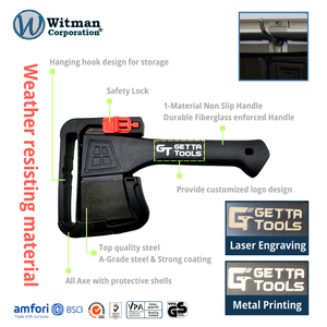 Hache de camping portable 23 cm en acier au carbone forgé de qualité supérieure, manche monobloc en fibre de verre, pour couper, hacher, bricolage et usage industriel - Product Image 2