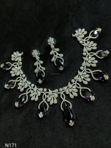 Classic American Diamond <b>Bridal</b> Jewelry <b>Set</b> Two-Piece <b>Necklace</b> and Earrings for Wedding Fashionable Classic Style - Product Image 3