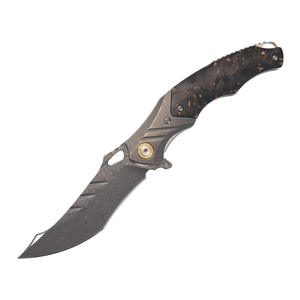 Couteau de poche pliable multifonctionnel en acier Damas pour la chasse, le camping et les activités de plein air, avec manche en cuir et étui, qualité industrielle - Product Image 2