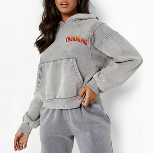 Sudadera con Capucha Oversize Gris para Mujer Tallas Grandes con Estampado de Letras Frontales, Hombros Caídos, Manga Larga, Tejido de Mezcla de Algodón, Ideal para Otoño - Product Image 6
