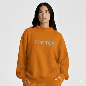 เสื้อสเวตเชิ้ตคอเต่าทรงโอเวอร์ไซส์สำหรับผู้หญิง สีเหลืองมัสตาร์ด ปักตัวอักษรด้านหน้า แขนยาวปกติ ผ้าถักนิตติ้ง ผ้าฝ้าย ใส่ได้ในฤดูใบไม้ร่วง - Product Image 4