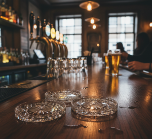 จานรองแก้วลายดาวสุดคลาสสิก วาดลายด้วยมือ ทนความร้อนและกันลื่น เหมาะสำหรับเสิร์ฟค็อกเทลและวิสกี้ - Product Image 1