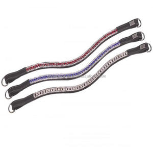 Chaîne en cristal multicolore de créateur à 5 rangées de 18mm Bandeau en cuir véritable avec boucles et anneaux cousus - Product Image 1