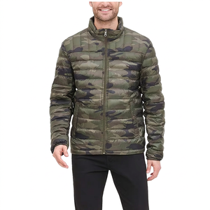 Men's Camouflage Puffer <b>Jacket</b> Stand Collar Zipper Closure Windproof Casual Autumn Slim Fit Polyester Wadding Regular Sleeve - Product Image 2