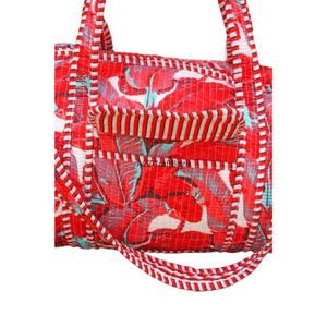 Bolsa de Gimnasio Acolchada 100% Algodón Puro, Estilo Vintage, para Viajes de Fin de Semana, Playa, Verano, Otoño, Compras Diarias, Bolsa de Lona Abierta para Mujer - Product Image 5