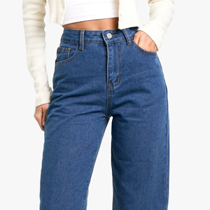 Jeans de mezclilla de cintura media de pierna recta holgados y transpirables de alta calidad para mujer, estilo casual y a la moda - Product Image 6