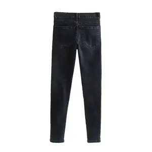 กางเกงยีนส์เดนิมผู้หญิงเอวกลางคุณภาพดีที่สุด ผ้าฝ้าย 100% ปรับแต่งขนาดและสีได้ คุณภาพสูง - Product Image 2