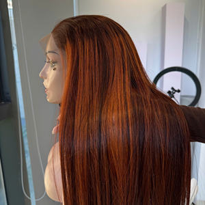 Peluca de Cabello Virgen Vietnamita de Lujo, Cabello Liso, para Mujer, Precio de Fábrica al por Mayor, Color Naranja Piano de Moda - Product Image 6