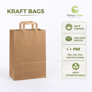 ถุงกระดาษคราฟท์สีขาวและสีน้ำตาลพิมพ์โลโก้ตามสั่ง พร้อมหูหิ้วแบบบิด สำหรับใส่ของขวัญ - Product Image 1