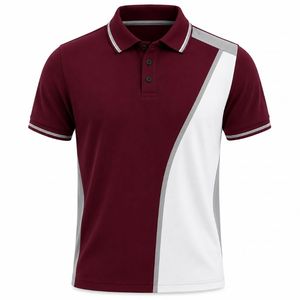 T-shirt décontracté pour homme en jersey tricoté respirant à manches courtes avec logo frontal ODM – Modèles bordeaux, blanc, gris - Product Image 1