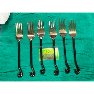 Black Wavy Twig Handle Forks Set Stainless Steel Cutlery Tableware Wholesale Custom Fine Dining Home Kitchen Decors Product Top - Product Image 1