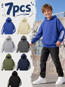 Sweat-shirt à capuche doublé bleu pour bébé, décontracté, 100 % coton molletonné, vêtements pour enfants, collection printemps-automne, écologique - Product Image 2