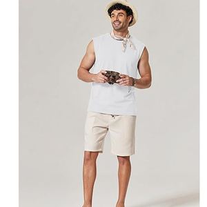 Factory Custom Men's Crew Neck Knitted Cotton <b>Blend</b> Breathable Sports Style Over Size Cut-Off Sleeveless Tank Top - Product Image 4