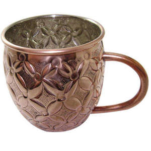 Mug à boire en cuivre gaufré diamant avec poignée en laiton brossé, vaisselle réutilisable pour bar à domicile et hôtellerie - Product Image 3