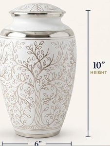 Professional Handmade Artisan Modern Handmade Ceramic Round <b>Memorial</b> Urn Decorative Tree Lotus Floral Pattern Jar - Product Image 4