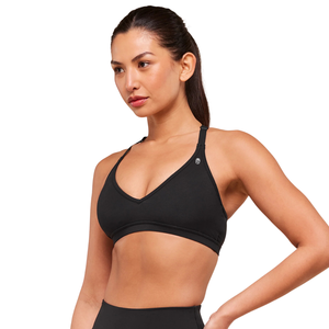 Top Deportivo Sexy Negro para Mujer con Logotipo Personalizado, de Nailon y Spandex, Minimalista, con Tirantes, Transpirable, para Gimnasio, Fitness y Entrenamiento, Color Negro Sólido - Product Image 5