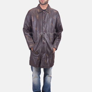 New Fashion Leather Winter <b>Coat</b> Men's With Top Quality Material Wholesale Price Men Leather <b>Long</b> <b>Coat</b> - Product Image 3