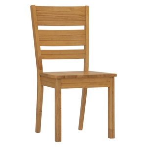 Natural Solid Malaysian Oak Dining <b>Chair</b> Vertical Slat <b>Back</b> Japandi Scandinavian KD Home Office Café - Product Image 1