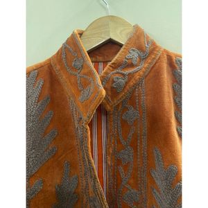 Hand Embroidered <b>Velvet</b> Cotton <b>Jacket</b> <b>Women</b> Full Sleeve Mandarin Collar Winter Bohemian Heart Pattern Coat - Product Image 4