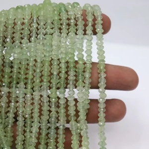 Cuentas Rondelle facetadas de Prehnita natural de 4-5mm con hebra de 16 pulgadas para hacer joyas de piedras preciosas de Prehnita - Product Image 1