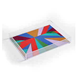 Colourful Printed Acrylic Serving Storage <b>Tray</b> For Tea Coffee Snacks <b>Breakfast</b> Luxury Organizer Platter For Coffee table Decor - Product Image 1