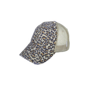 Leopard Print 6-Panel Trucker <b>Hat</b> Mesh Fabric Unisex Adjustable Casual Cap Spring <b>Summer</b> Style - Product Image 4