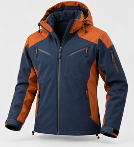 Chaqueta Softshell de Invierno para Hombre, Diseño Color Block, Estilo Casual Urbano, Forro Polar Cortavientos, Capucha Desmontable, Ropa de Abrigo para Viajes y Senderismo - Product Image 2