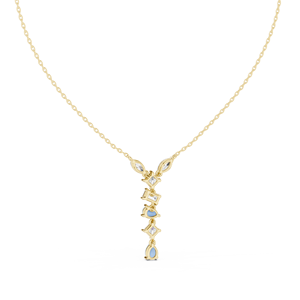 Pendentif en or jaune avec diamants et pierres multiples, collier goutte, bijoux pour femme (formes marquise, poire, baguette, ovale) - Product Image 3