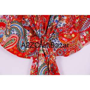 Robe longue courte 100 % coton écologique faite à la main pour femme, style bohème, kaftan de créateur, collection été 2025, motifs multiples doux, rose, pour soirée - Product Image 3