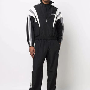 Ensemble de survêtement coupe-vent léger pour homme, veste à capuche zippée intégrale et pantalon, résistant au vent, vêtements de sport pour l'entraînement - Product Image 1