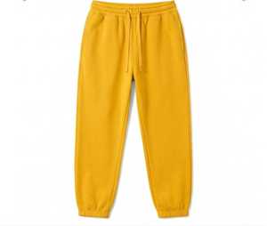 Pantalones Deportivos Casuales Unisex de Color Amarillo Sólido, Cintura con Cordón, Corte Regular, Largos, Poliéster/Algodón, Transpirables, para Primavera, 2 en 1 - Product Image 3