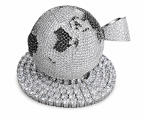 Colgante de fiesta de plata de ley chapada en rodio negro con moissanita de corte brillante personalizado, engaste de garra, totalmente engastado, giratorio en 3D, White Earth