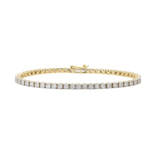 Pulsera de tenis con diamantes cultivados en laboratorio de corte brillante redondo de 2.50 ct, chapada en oro de 14k y rodio, brazalete simétrico para mujer - Product Image 1
