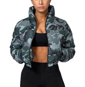 Chaqueta Acolchada con Cierre y Cuello Alto para Mujer, Resistente al Viento, Ecológica, Sostenible, de Poliéster, Color Verde Militar, Servicio OEM - Product Image 2