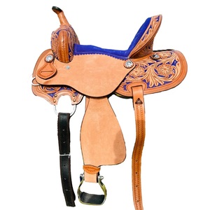 Silla de montar western de cuero premium hecha a mano, resistente, para ranch, trail, barrel racing y equitación de placer, con estructura de madera, venta al por mayor - Product Image 2