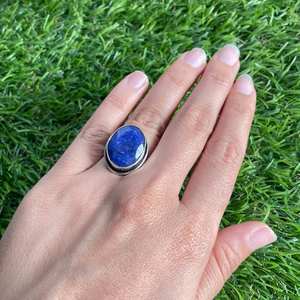 Anillo de plata 925 con zafiro azul hecho a mano, joyería de piedras preciosas naturales para mujer, regalo al por mayor - Product Image 3