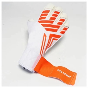 Gants de gardien de but de football en néoprène premium blanc et orange, design personnalisé, latex allemand 4 mm, caoutchouc injecté en silicone. - Product Image 2