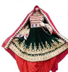 Robe culturelle afghane écologique pour femmes, manches longues, longueur genou, avec dentelle à la taille naturelle et broderie tribale authentique - Product Image 1