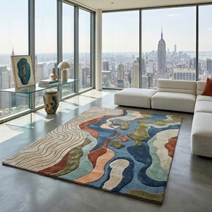 Tapis Moderne Abstrait Tufté à la Main, Doux et Moelleux, pour Salon et Chambre, Tapis de Sol Artistique Nordique, Style Décoration Maison de Luxe - Product Image 1