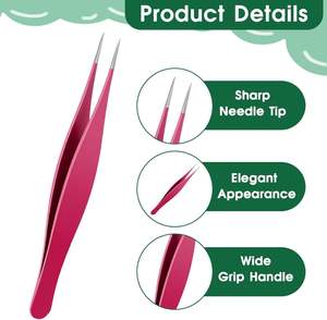 Lot de 3 pinces à épiler à pointe fine en acier au carbone pour poils incarnés, points noirs, poils du visage et sourcils, personnalisées UBI - Product Image 5
