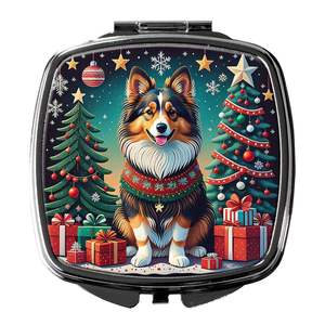Sheltie Noël Compact Voyage Maquillage Miroir Portable Pliant De Poche pour Femmes et Filles Cadeau - Product Image 1