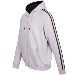 Sweat-shirt à capuche zippé pour homme avec rayures rouges, coupe classique, décontracté, pour l'automne, 100% coton, tissu éponge français respirant - Product Image 4