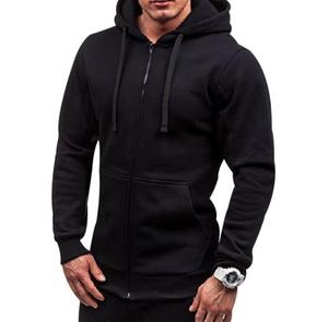 Sudadera con Capucha y Cierre de Cremallera para Hombre, Color Sólido, Corte Regular Informal, para Otoño, Transpirable, 100% Algodón, Secado Rápido - Product Image 4