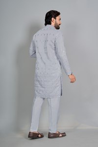 Conjunto de Kurta y Pijama de Seda y Algodón Tradicional Premium para Hombre, Ropa Étnica India para Bodas y Festivales, Precio al por Mayor - Product Image 5