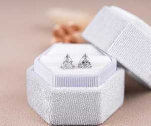 IGI Lab Diamond <b>Stud</b> Trillion Cut <b>Stud</b> <b>Earrings</b> 14K Gold Minimalist <b>Earrings</b> Everyday Wear <b>Earring</b> Pair Vintage Style <b>Earrings</b> - Product Image 1
