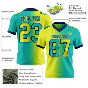 Camiseta de Fútbol Americano Personalizada con Cuello en V, Impresión Sublimada, Poliéster que Absorbe la Humedad, Manga Corta para Hombre, Talla Grande para Adultos - Product Image 4