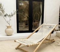 Chaise pliante en macramé en coton relaxante avec design artisanal pour l'extérieur, la chambre, le salon, l'hôtel, l'entrepôt, la salle à manger