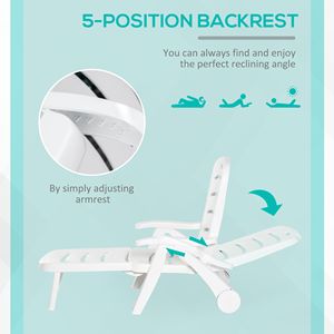 Chaise longue pliante d'extérieur à 5 niveaux réglables en fer et corde avec roues pour plage, patio et piscine - Product Image 6