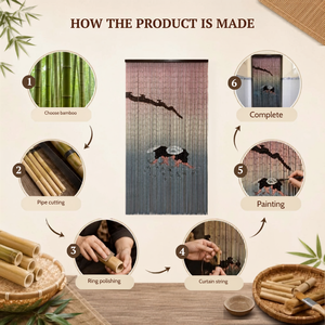 Wholesale Eco-Friendly Bamboo Beaded Door Curtains Art Deco Design Stainless Steel Hotel Resort Restaurant Doorway Decor Custom - Product Image 4